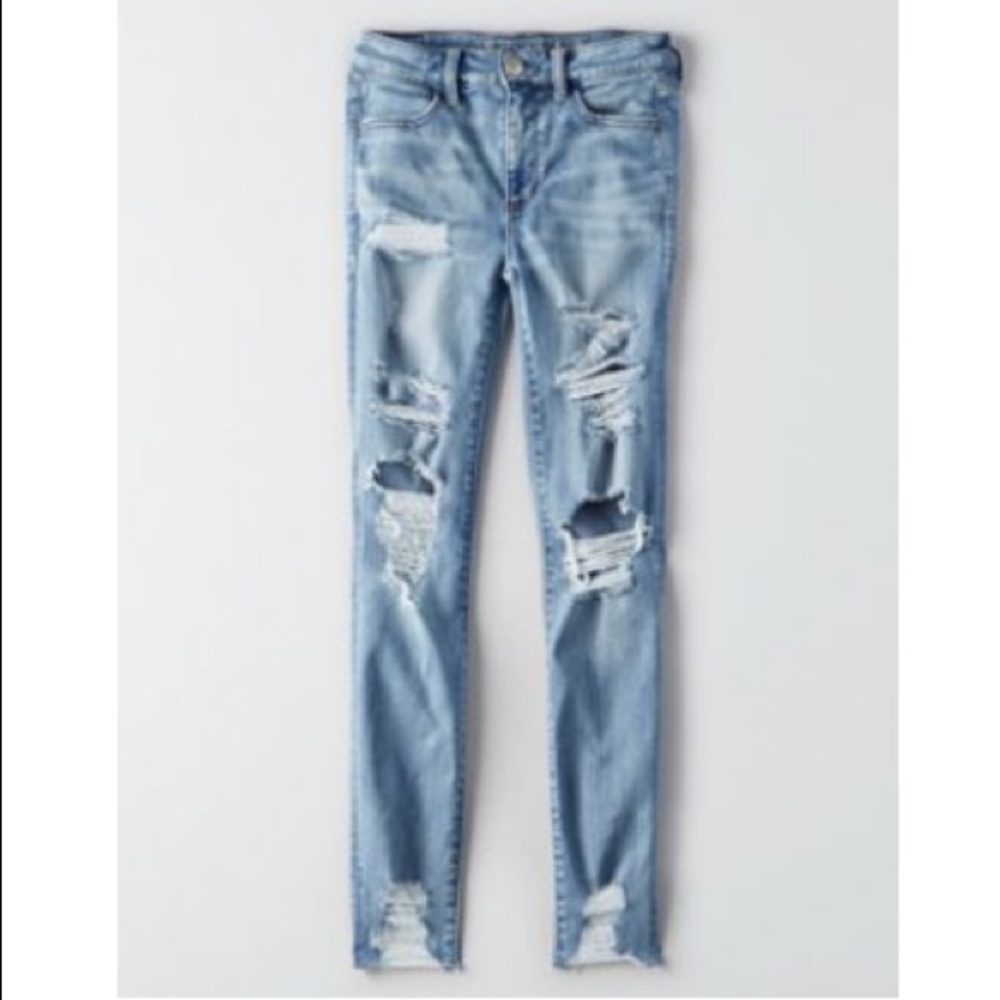 AE high wasted ripped jegging